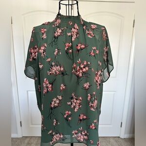 Madewell Green Floral Blouse